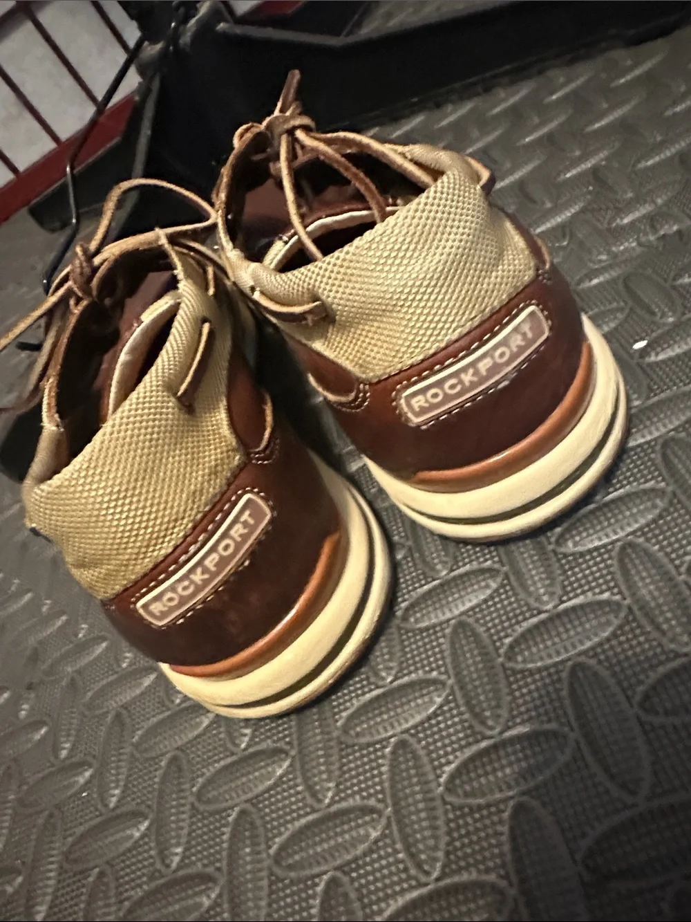 Rockport Brown Leather Boat Shoes with Tan Trim